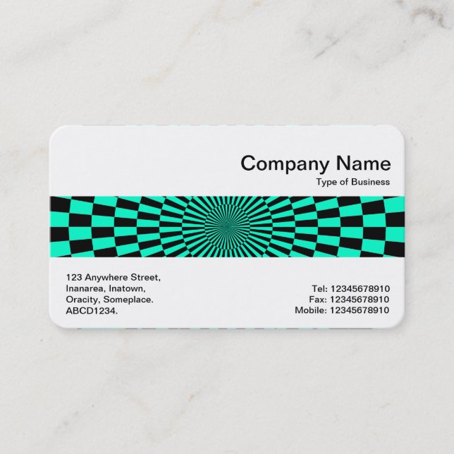 Middle Band - Op Art Turquoise and Black Business Card (Front)