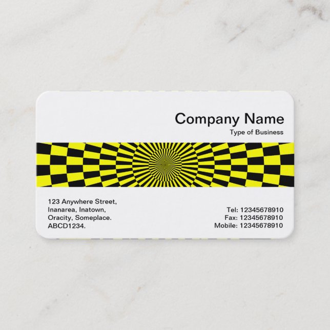 Middle Band - Op Art Yellow and Black Business Card (Front)