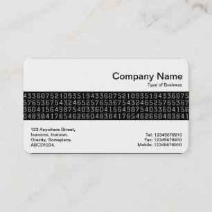 Middle Band - Random Numbers - White on Black Business Card