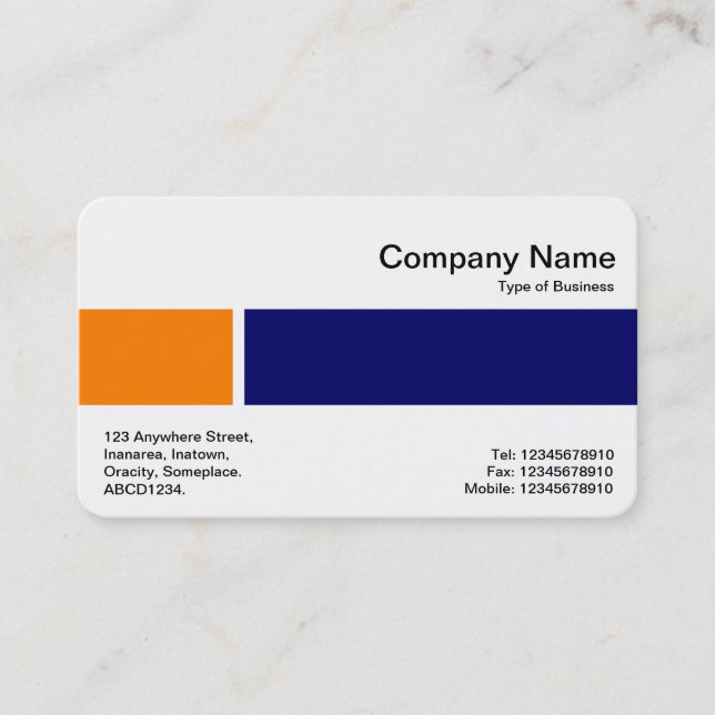 Middle Band - Two Tones 02 - Orange and Dp Navy Business Card (Front)