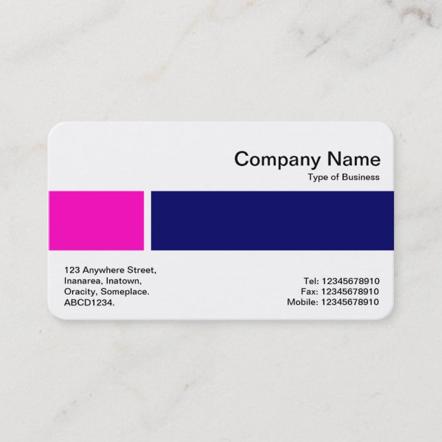 Middle Band - Two Tones 02 - Pink And Deep Navy Business Card (Front)