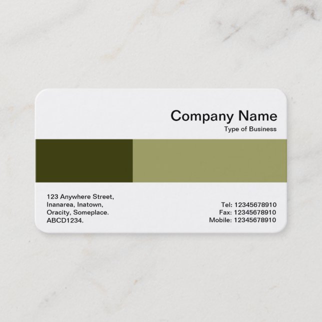 Middle Band - Two Tones - Shades of Olive Business Card (Front)