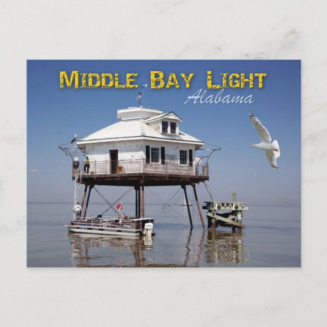Middle Bay (Mobile Bay) Lighthouse, Alabama Postcard (Front)