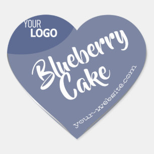 Middle Blue Silver Frame Logo Template Baking  Heart Sticker