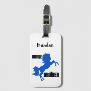 Middle Brother Horse Rearing Luggage Tag