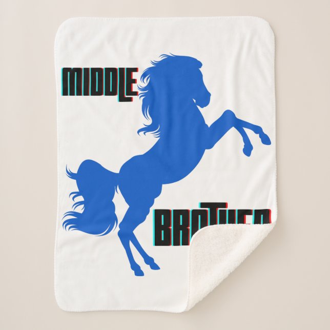 Middle Brother Horse Rearing Sherpa Blanket (Front)