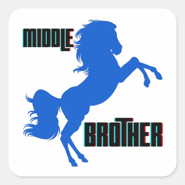 Middle Brother Horse Rearing Square Sticker (Front)