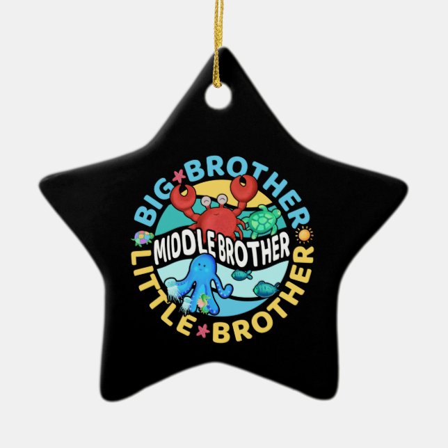 Middle Brother is a Big and Little Brother Ceramic Tree Decoration (Front)