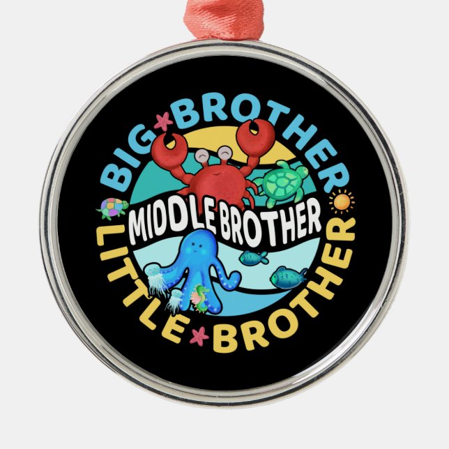 Middle Brother is a Big and Little Brother Metal Tree Decoration (Front)