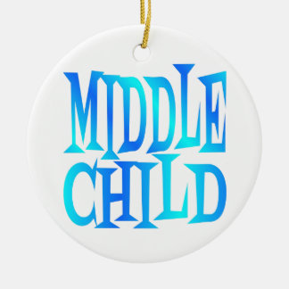 Middle Child Text in Blue Ceramic Tree Decoration