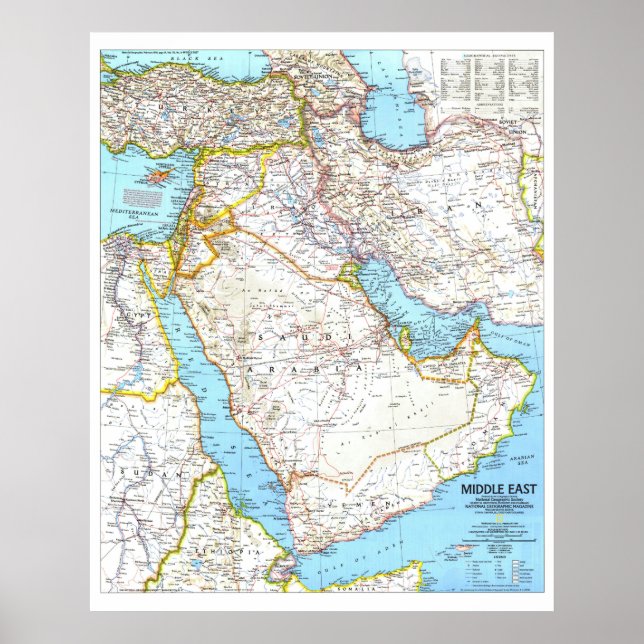 " Middle East: 1991 Detailed MAP ... Poster (Front)
