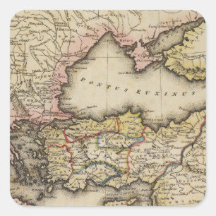Middle East Atlas Map Square Sticker