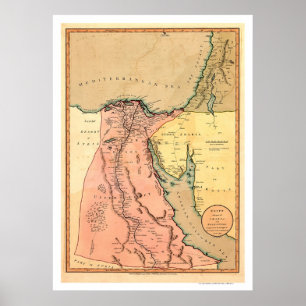 Middle East Egypt Map - 1800 Poster