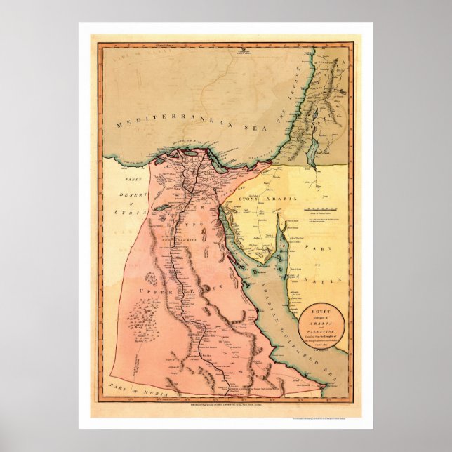 Middle East Egypt Map - 1800 Poster (Front)