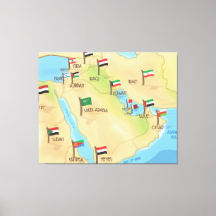 Middle East Map Canvas Print