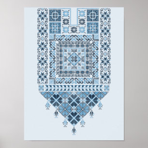 Middle Eastern Arab Modern Cute Blue Tatreez Poster