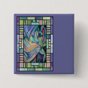 Middle Eastern Belly Dancer With Pastel Veils 15 Cm Square Badge