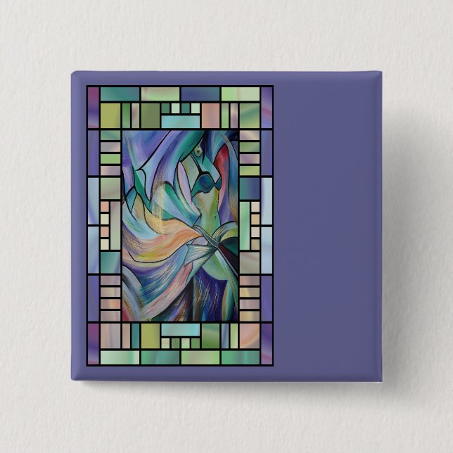 Middle Eastern Belly Dancer With Pastel Veils 15 Cm Square Badge (Front)
