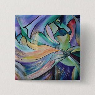Middle Eastern Belly Dancer With Pastel Veils 15 Cm Square Badge