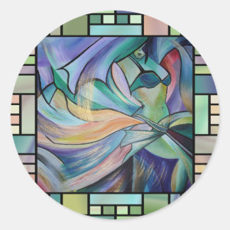 Middle Eastern Belly Dancer With Pastel Veils Classic Round Sticker