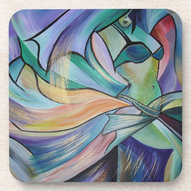 Middle Eastern Belly Dancer With Pastel Veils Coaster (Front)
