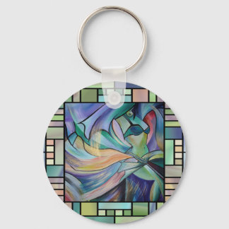 Middle Eastern Belly Dancer With Pastel Veils Key Ring
