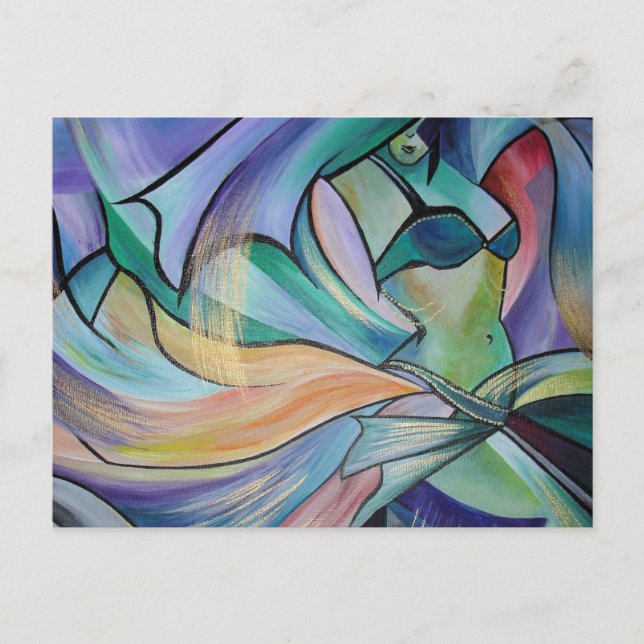 Middle Eastern Belly Dancer With Pastel Veils Postcard (Front)