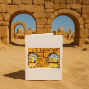 Middle Eastern Desert City Through Ancient Arch  Card