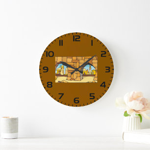 Middle Eastern Desert City Through Ancient Arch  Large Clock
