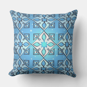 MIddle Eastern Inspired Blue Pattern Throw Pillow