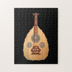 Middle Eastern Lute Out Black Jigsaw Puzzle