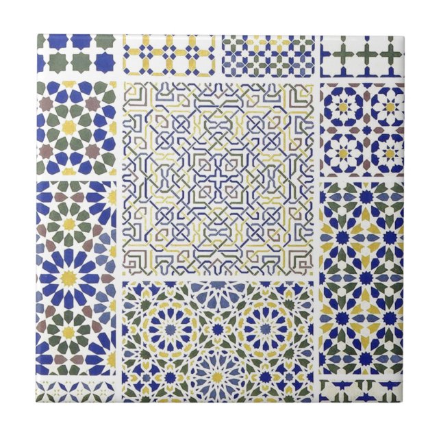 Middle Eastern Tile Patterns in Blue and Yellow (Front)