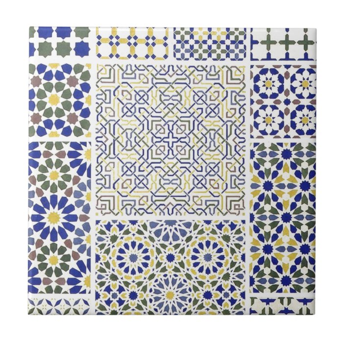 Middle Eastern Tile Patterns in Blue and Yellow | Zazzle.co.uk