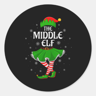 Middle Elf Christmas Family Girls Women Elf Squad  Classic Round Sticker