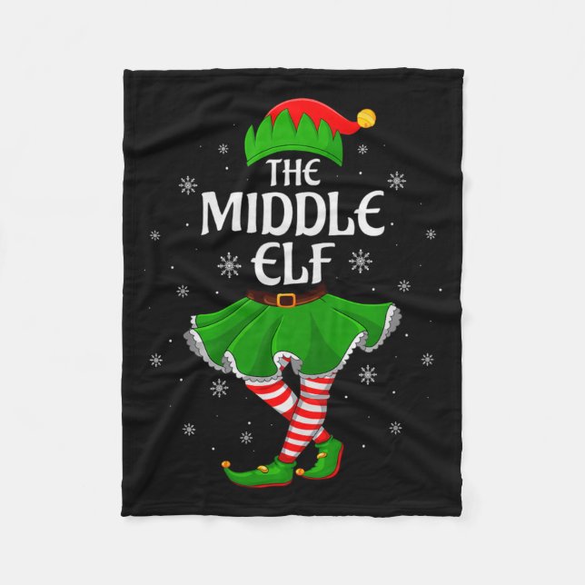 Middle Elf Christmas Family Girls Women Elf Squad  Fleece Blanket (Front)