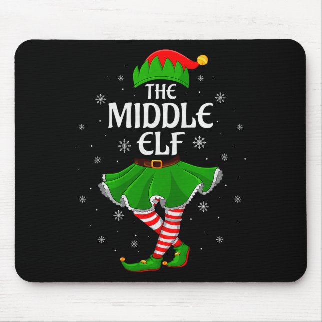 Middle Elf Christmas Family Girls Women Elf Squad  Mouse Mat (Front)