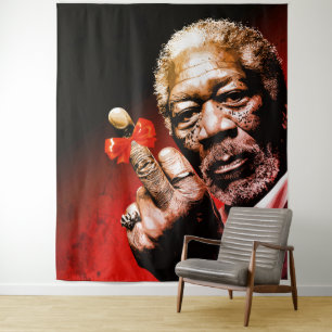 Middle Finger Art with Red Bow Tapestry