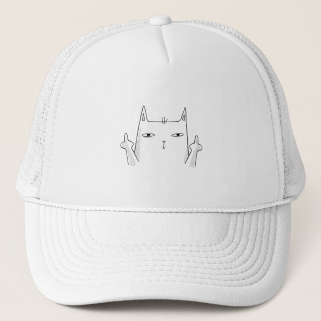 MIDDLE FINGER CAT TRUCKER HAT (Front)