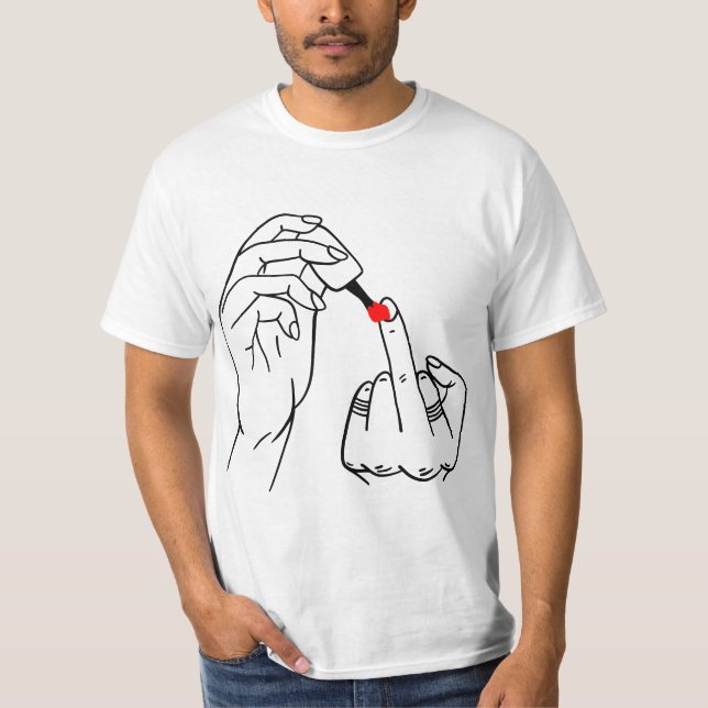Middle Finger Cursing Swearing Finger Feminist Gif T-Shirt (Front)