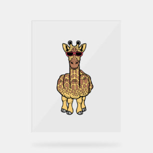 Middle Finger Giraffe Funny Offensive Rude Safari Acrylic Sign