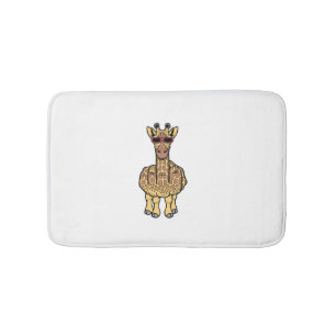 Middle Finger Giraffe Funny Offensive Rude Safari Bath Mat