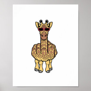 Middle Finger Giraffe Funny Offensive Rude Safari  Poster