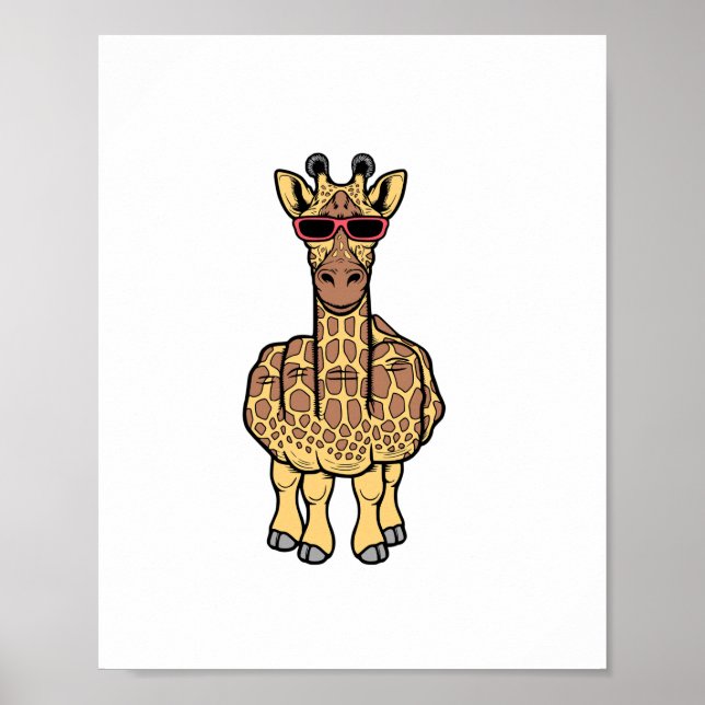 Middle Finger Giraffe Funny Offensive Rude Safari  Poster (Front)