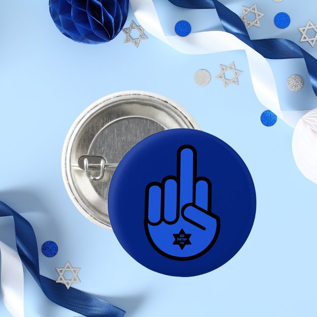 Middle Finger Hamsa with Star of David Jewish 3 Cm Round Badge (Creator Uploaded)