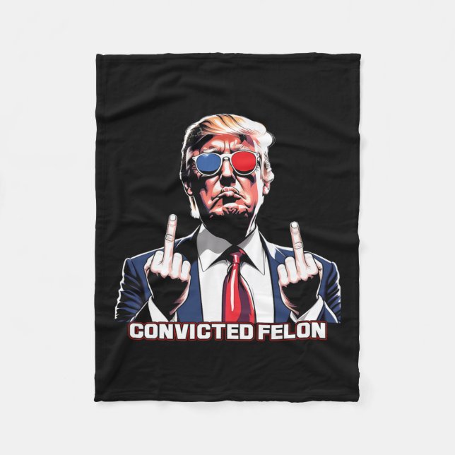 Middle Finger I'm Voting For The Convicted Felon  Fleece Blanket (Front)