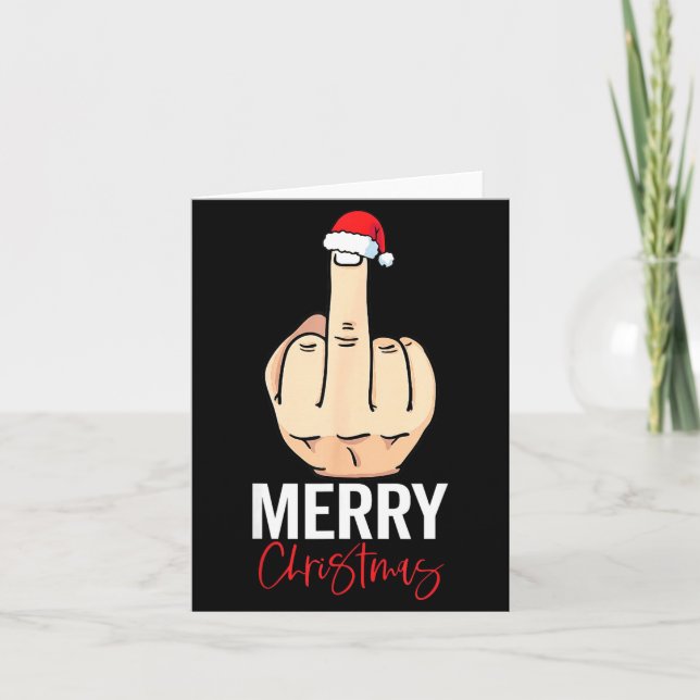 Middle Finger Merry Christmas  Card (Front)