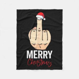 Middle Finger Merry Christmas Fleece Blanket