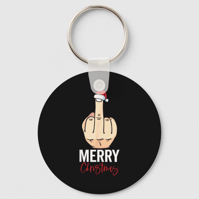 Middle Finger Merry Christmas  Key Ring (Front)