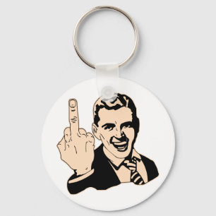 Middle Finger Salute Retro Key Ring