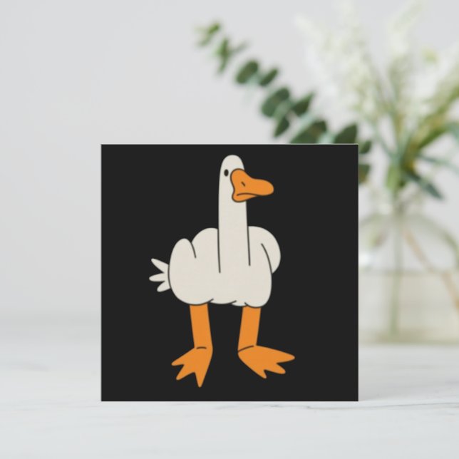 Middle Finger Seagull Humour Funny Gesture Flip Of Invitation (Standing Front)